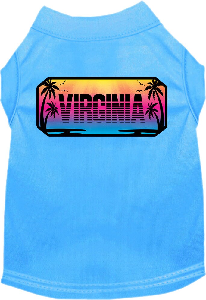 Camiseta serigrafiada para perros y gatos, para mascotas pequeñas y medianas (tallas XS a XL), "Virginia Beach Shades"