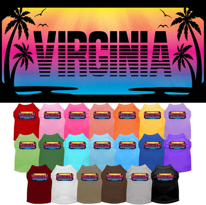 Camiseta serigrafiada para perros y gatos, para mascotas pequeñas y medianas (tallas XS a XL), "Virginia Beach Shades"