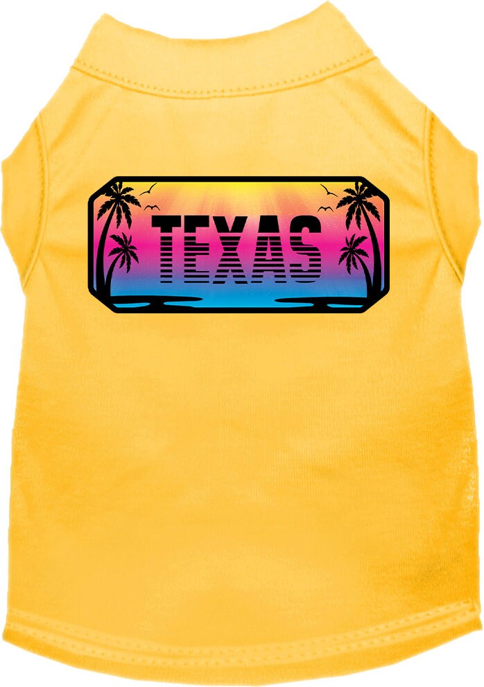 Camiseta serigrafiada para perros y gatos, para mascotas pequeñas y medianas (tallas XS a XL), "Texas Beach Shades"