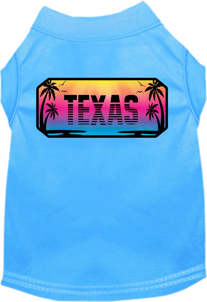 Camiseta serigrafiada para perros y gatos, para mascotas pequeñas y medianas (tallas XS a XL), "Texas Beach Shades"