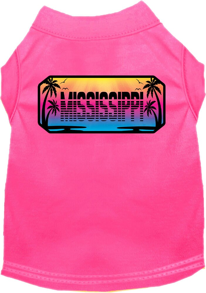 Camisa serigrafiada para perros y gatos, para mascotas pequeñas y medianas (tallas XS a XL), "Mississippi Beach Shades"