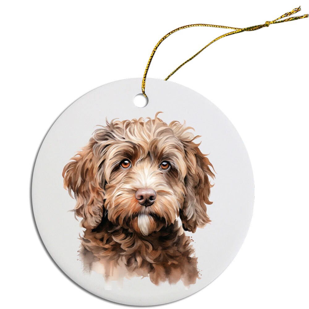 Dog Breed Specific Round Christmas Ornament, "Cockapoo"