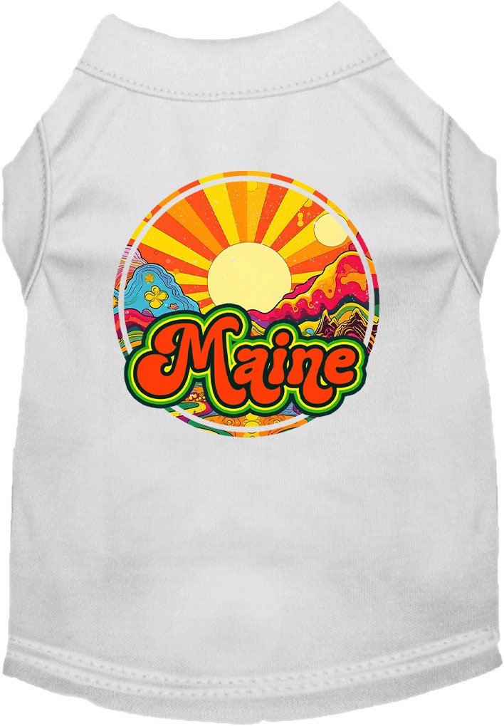 Camiseta serigrafiada para perros y gatos, para mascotas pequeñas y medianas (tallas XS a XL), "Maine Mellow Mountain"