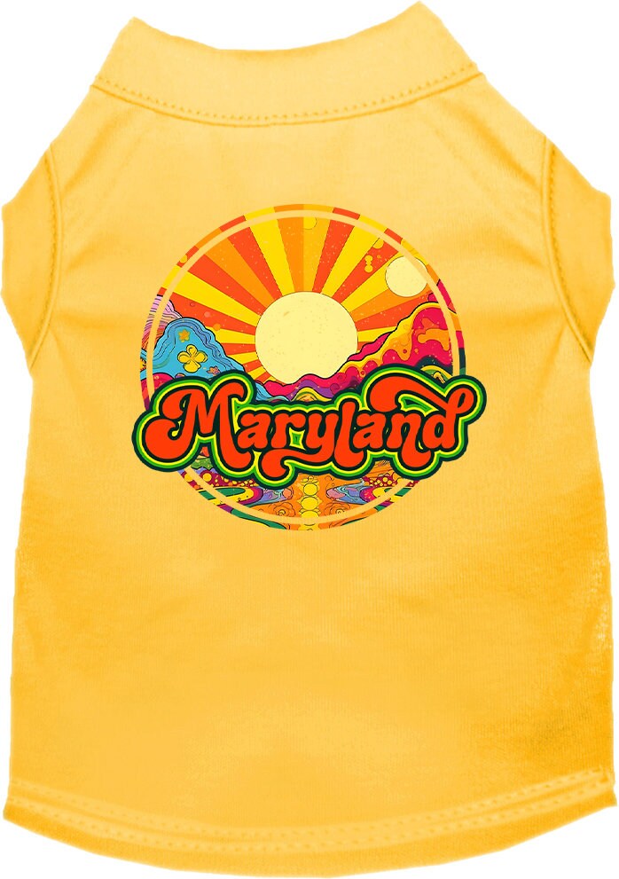 Camiseta serigrafiada para perros y gatos, para mascotas pequeñas y medianas (tallas XS a XL), "Maryland Mellow Mountain"