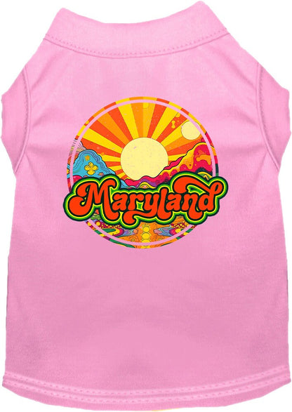 Camiseta serigrafiada para perros y gatos, para mascotas pequeñas y medianas (tallas XS a XL), "Maryland Mellow Mountain"