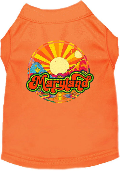 Camiseta serigrafiada para perros y gatos, para mascotas pequeñas y medianas (tallas XS a XL), "Maryland Mellow Mountain"