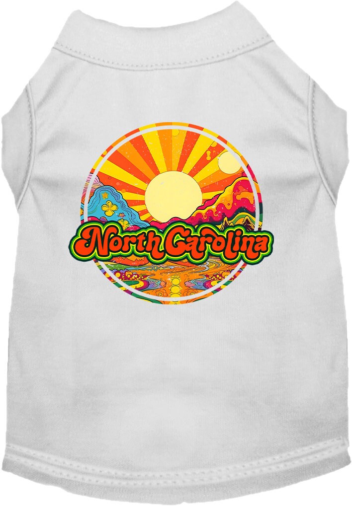 Camiseta serigrafiada para perros y gatos, para mascotas pequeñas y medianas (tallas XS a XL), "North Carolina Mellow Mountain"