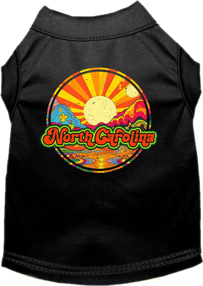 Camiseta serigrafiada para perros y gatos, para mascotas pequeñas y medianas (tallas XS a XL), "North Carolina Mellow Mountain"