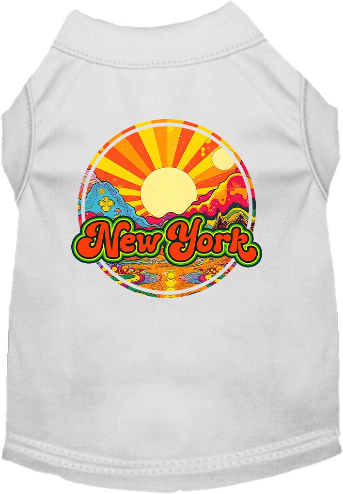 Camiseta serigrafiada para perros y gatos, para mascotas pequeñas y medianas (tallas XS a XL), "New York Mellow Mountain"