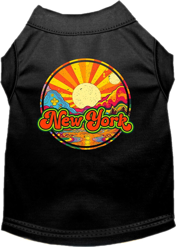 Camiseta serigrafiada para perros y gatos, para mascotas pequeñas y medianas (tallas XS a XL), "New York Mellow Mountain"