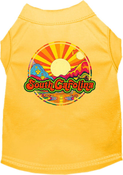 Camiseta serigrafiada para perros y gatos, para mascotas pequeñas y medianas (tallas XS a XL), "South Carolina Mellow Mountain"