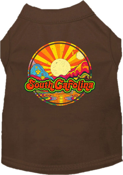 Camiseta serigrafiada para perros y gatos, para mascotas pequeñas y medianas (tallas XS a XL), "South Carolina Mellow Mountain"