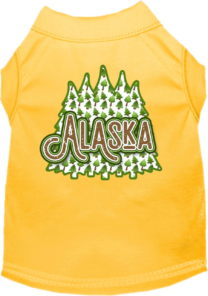 Pet Dog & Cat Screen Printed Shirt for Small to Medium Pets (Sizes XS-XL), "Alaska Woodland Trees"