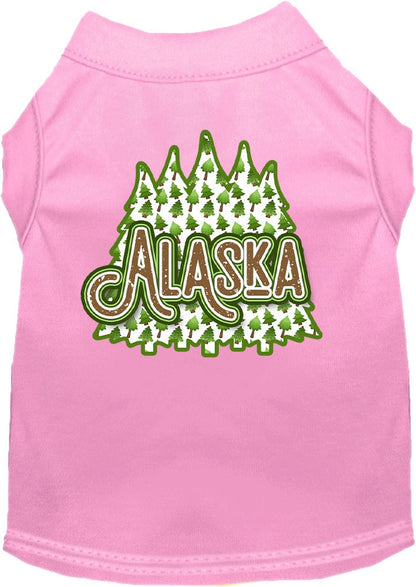 Pet Dog & Cat Screen Printed Shirt for Small to Medium Pets (Sizes XS-XL), "Alaska Woodland Trees"