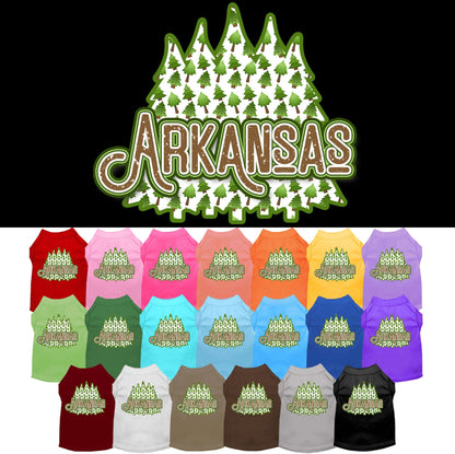 Pet Dog & Cat Screen Printed Shirt for Medium to Large Pets (Sizes 2XL-6XL), "Arkansas Woodland Trees"