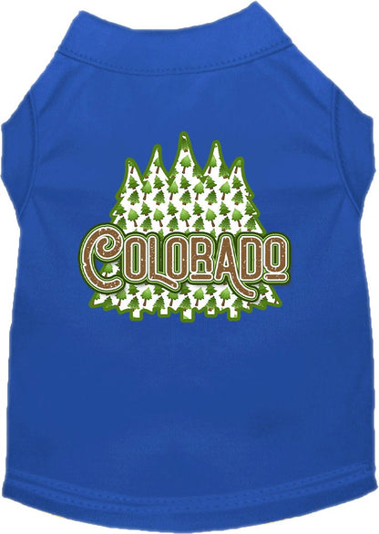 Pet Dog & Cat Screen Printed Shirt for Small to Medium Pets (Sizes XS-XL), "Colorado Woodland Trees"