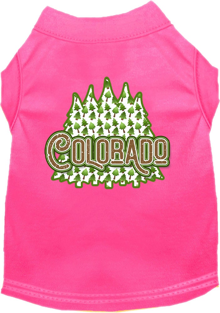 Pet Dog & Cat Screen Printed Shirt for Small to Medium Pets (Sizes XS-XL), "Colorado Woodland Trees"