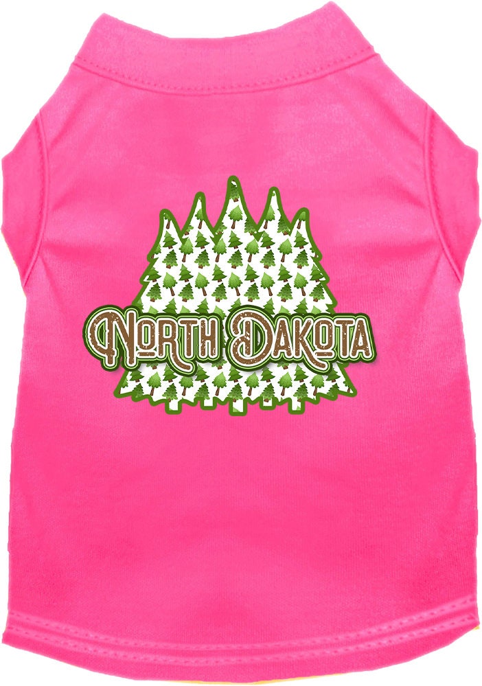 Camiseta serigrafiada para perros y gatos, para mascotas pequeñas y medianas (tallas XS a XL), "North Dakota Woodland Trees"