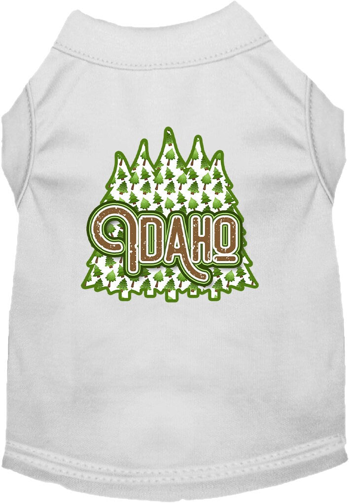 Camiseta serigrafiada para perros y gatos, para mascotas pequeñas y medianas (tallas XS a XL), "Idaho Woodland Trees"