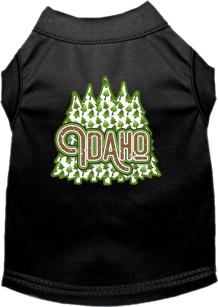 Camiseta serigrafiada para perros y gatos, para mascotas pequeñas y medianas (tallas XS a XL), "Idaho Woodland Trees"