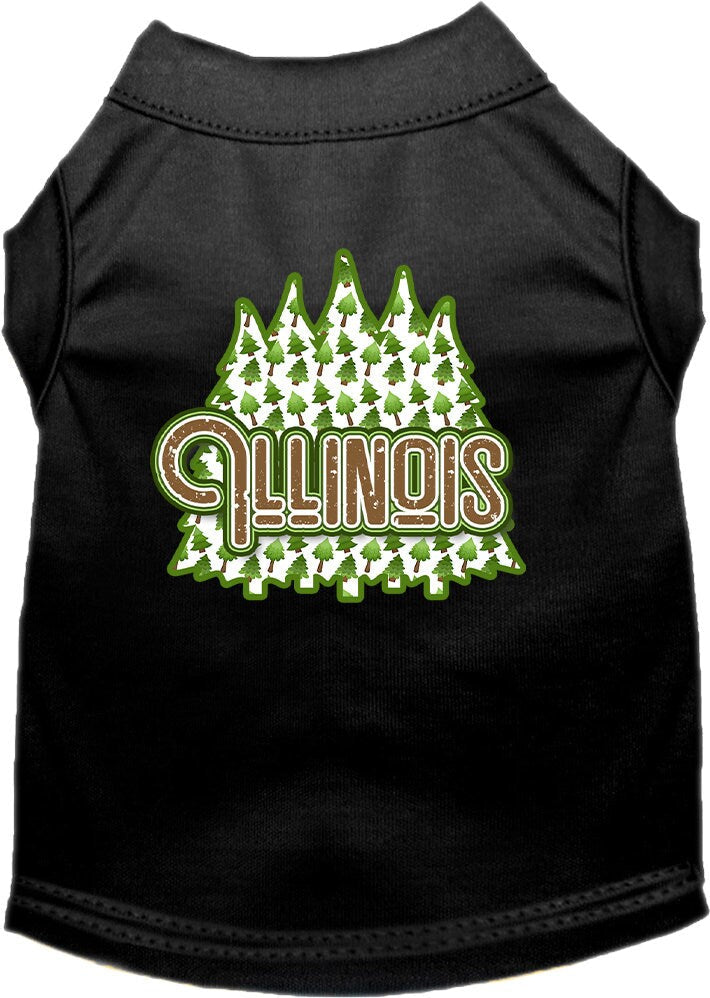 Camiseta serigrafiada para perros y gatos, para mascotas pequeñas y medianas (tallas XS a XL), "Illinois Woodland Trees"