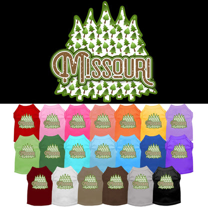 Camiseta serigrafiada para perros y gatos, para mascotas pequeñas y medianas (tallas XS a XL), "Missouri Woodland Trees"