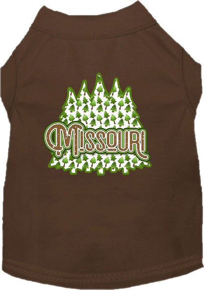 Camiseta serigrafiada para perros y gatos, para mascotas pequeñas y medianas (tallas XS a XL), "Missouri Woodland Trees"