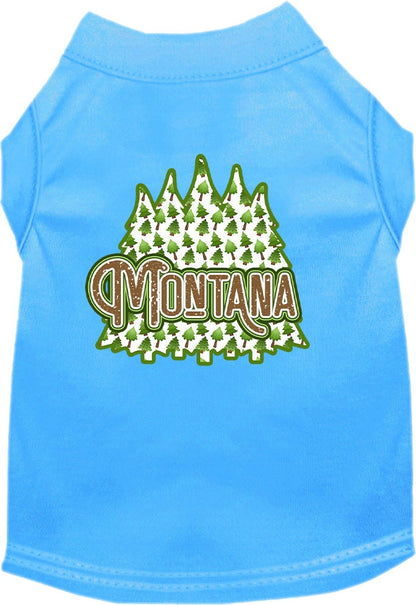 Camiseta serigrafiada para perros y gatos, para mascotas pequeñas y medianas (tallas XS a XL), "Montana Woodland Trees"