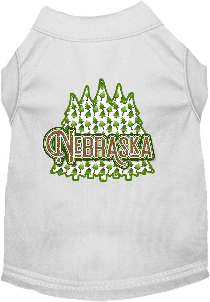 Camiseta serigrafiada para perros y gatos, para mascotas pequeñas y medianas (tallas XS a XL), "Nebraska Woodland Trees"