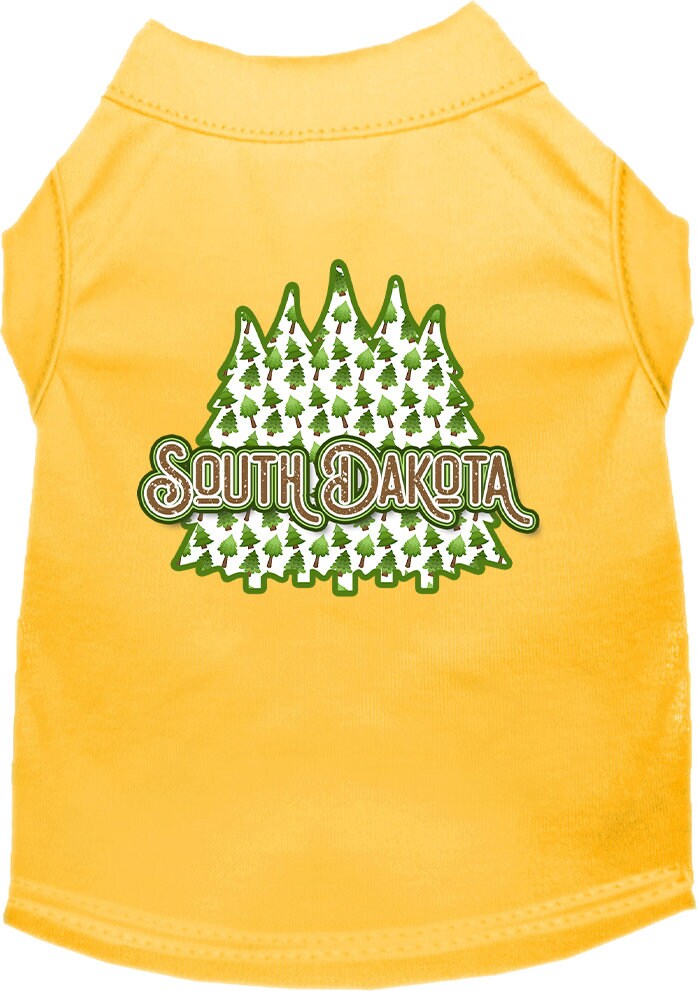 Camiseta serigrafiada para perros y gatos, para mascotas pequeñas y medianas (tallas XS a XL), "South Dakota Woodland Trees"