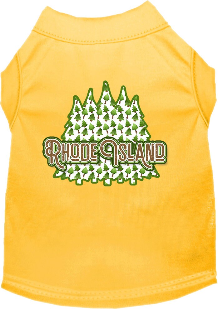 Camiseta serigrafiada para perros y gatos, para mascotas pequeñas y medianas (tallas XS a XL), "Rhode Island Woodland Trees"