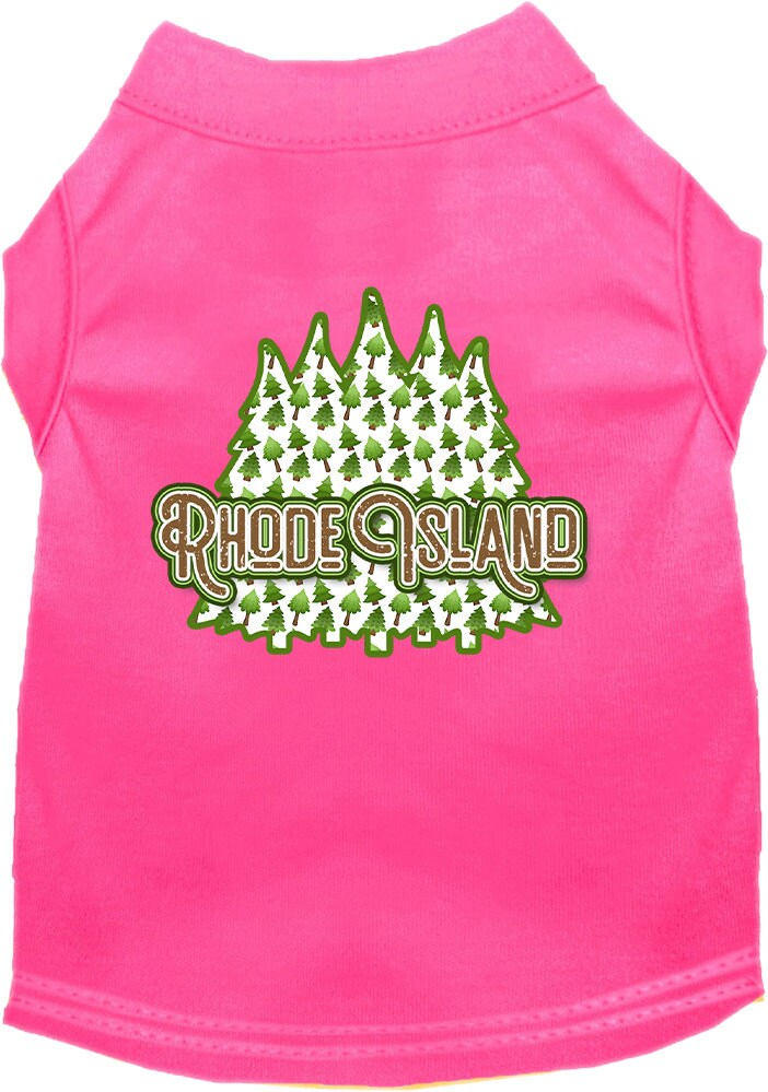 Camiseta serigrafiada para perros y gatos, para mascotas pequeñas y medianas (tallas XS a XL), "Rhode Island Woodland Trees"