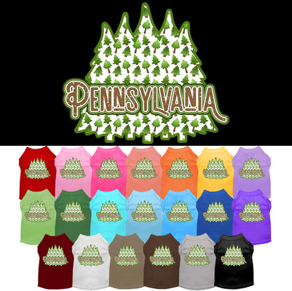 Camiseta serigrafiada para perros y gatos, para mascotas pequeñas y medianas (tallas XS a XL), "Pennsylvania Woodland Trees"