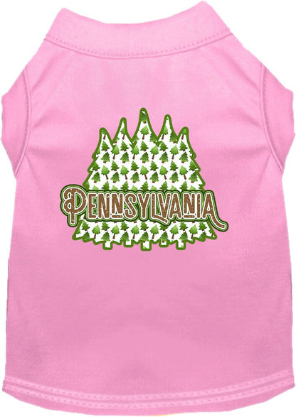 Camiseta serigrafiada para perros y gatos, para mascotas pequeñas y medianas (tallas XS a XL), "Pennsylvania Woodland Trees"