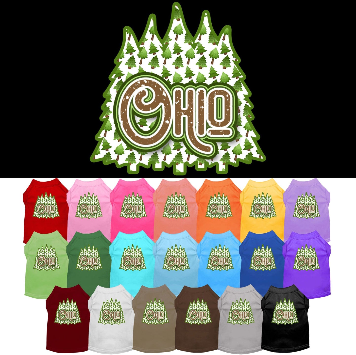 Pet Dog & Cat Screen Printed Shirt for Medium to Large Pets (Sizes 2XL-6XL), "Ohio Woodland Trees"