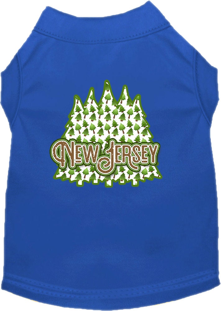 Camiseta serigrafiada para perros y gatos, para mascotas pequeñas y medianas (tallas XS a XL), "New Jersey Woodland Trees"