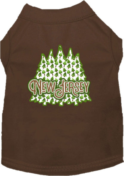 Camiseta serigrafiada para perros y gatos, para mascotas pequeñas y medianas (tallas XS a XL), "New Jersey Woodland Trees"