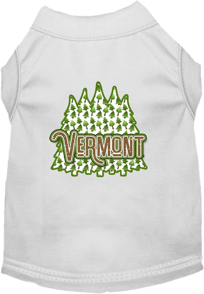 Camiseta serigrafiada para perros y gatos, para mascotas pequeñas y medianas (tallas XS a XL), "Vermont Woodland Trees"