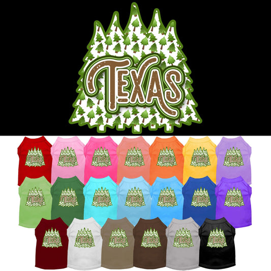 Camiseta serigrafiada para perros y gatos, para mascotas pequeñas y medianas (tallas XS a XL), "Texas Woodland Trees"