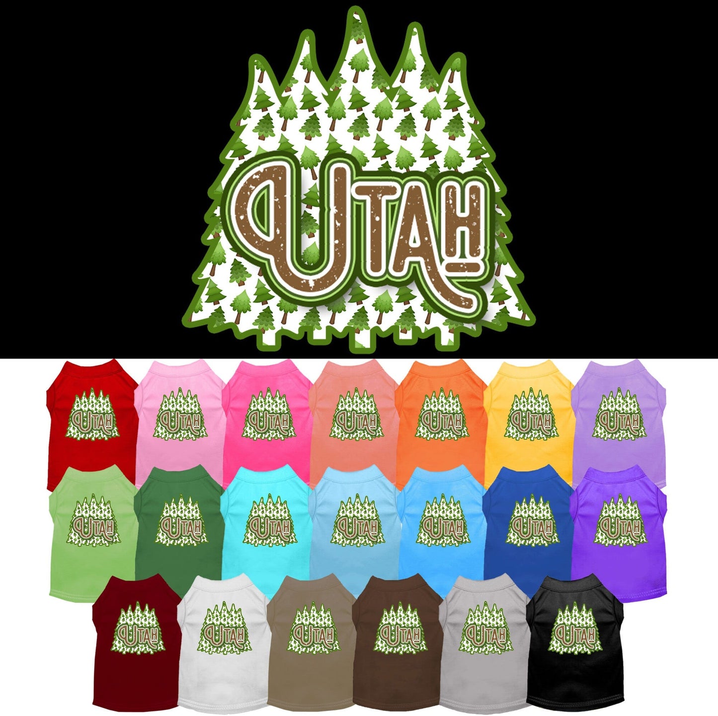 Pet Dog & Cat Screen Printed Shirt for Medium to Large Pets (Sizes 2XL-6XL), "Utah Woodland Trees"