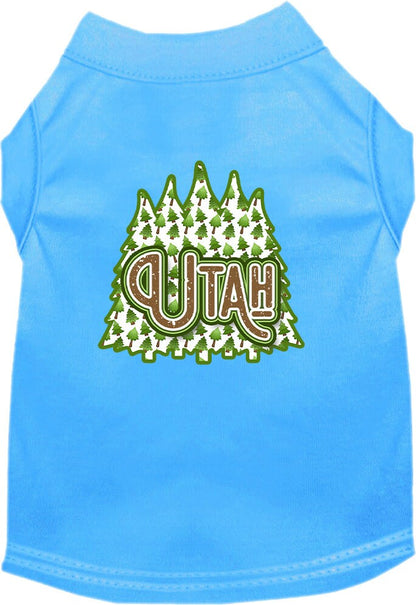 Camiseta serigrafiada para perros y gatos, para mascotas pequeñas y medianas (tallas XS a XL), "Utah Woodland Trees"