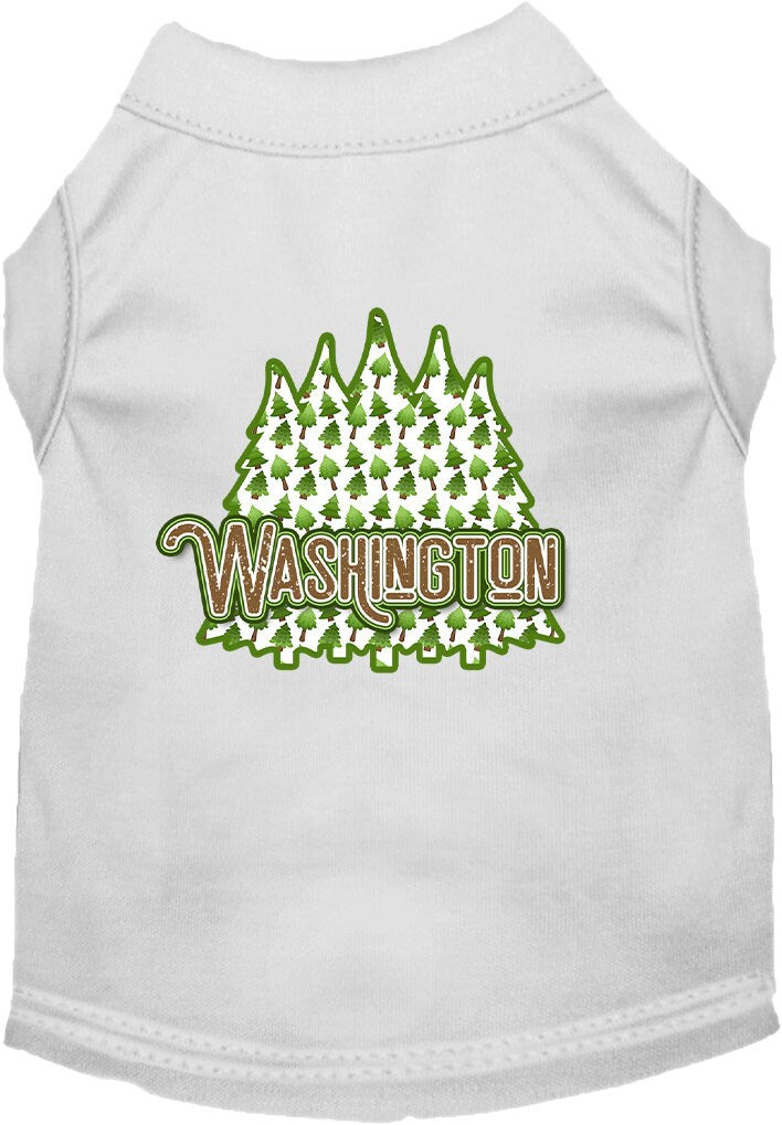 Camiseta serigrafiada para perros y gatos, para mascotas pequeñas y medianas (tallas XS a XL), "Washington Woodland Trees"