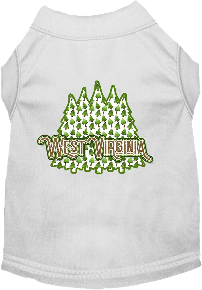 Camiseta serigrafiada para perros y gatos, para mascotas pequeñas y medianas (tallas XS a XL), "West Virginia Woodland Trees"