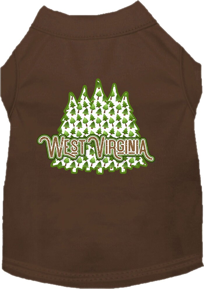 Camiseta serigrafiada para perros y gatos, para mascotas pequeñas y medianas (tallas XS a XL), "West Virginia Woodland Trees"