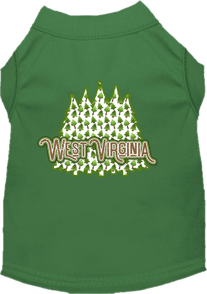 Camiseta serigrafiada para perros y gatos, para mascotas pequeñas y medianas (tallas XS a XL), "West Virginia Woodland Trees"