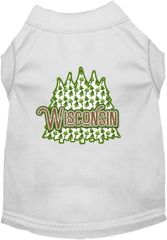 Camiseta serigrafiada para perros y gatos, para mascotas pequeñas y medianas (tallas XS a XL), "Wisconsin Woodland Trees"