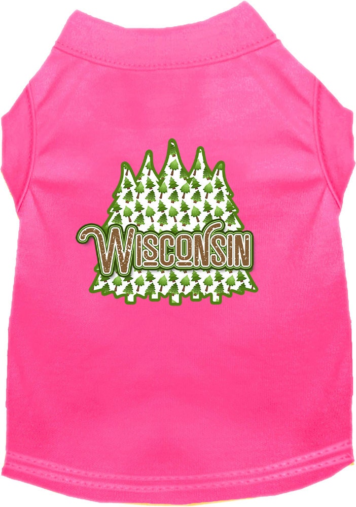 Camiseta serigrafiada para perros y gatos, para mascotas pequeñas y medianas (tallas XS a XL), "Wisconsin Woodland Trees"