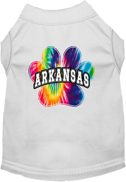 Pet Dog & Cat Screen Printed Shirt for Small to Medium Pets (Sizes XS-XL), "Arkansas Bright Tie Dye"