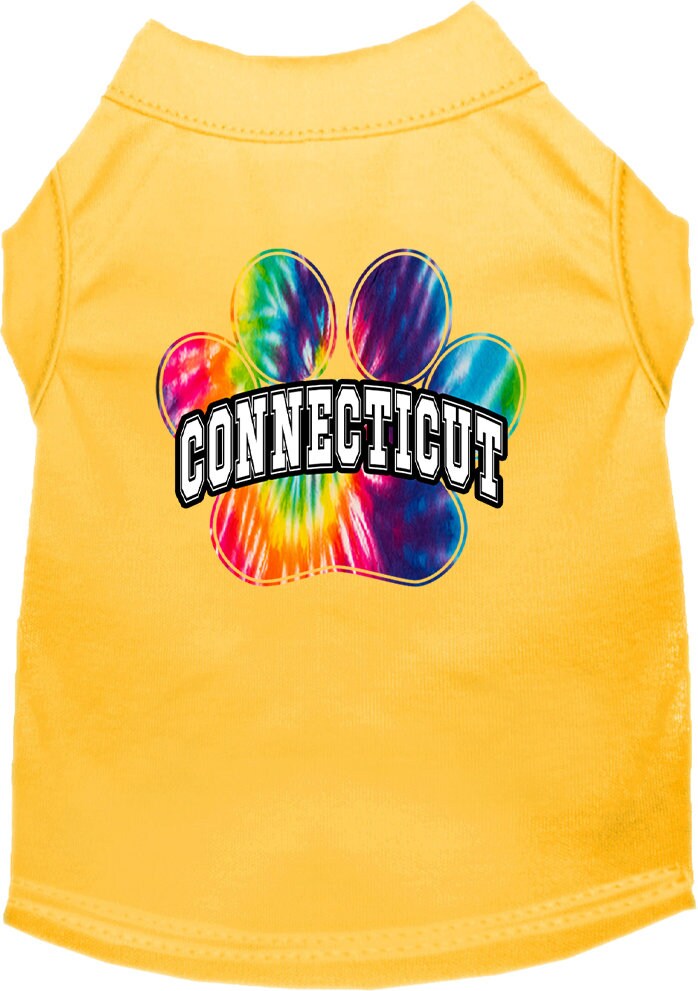 Camisa serigrafiada para perros y gatos para mascotas medianas y grandes (tallas 2XL-6XL), "Connecticut Bright Tie Dye"