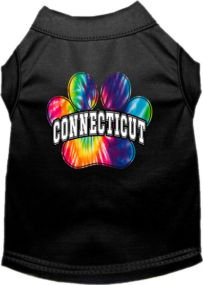 Camisa serigrafiada para perros y gatos para mascotas medianas y grandes (tallas 2XL-6XL), "Connecticut Bright Tie Dye"